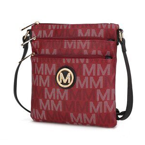 8505 Crossbody Bag , Vegan Leather Triple Zipper Handbag Crossover Bag